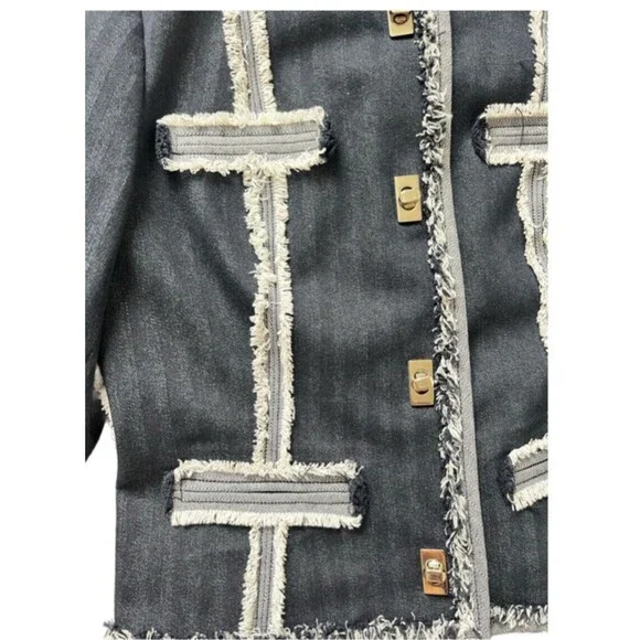 Etcetera 2 Piece Denim Pant Suit Set With Fringe Detail Size 4 - Picture 5 of 15